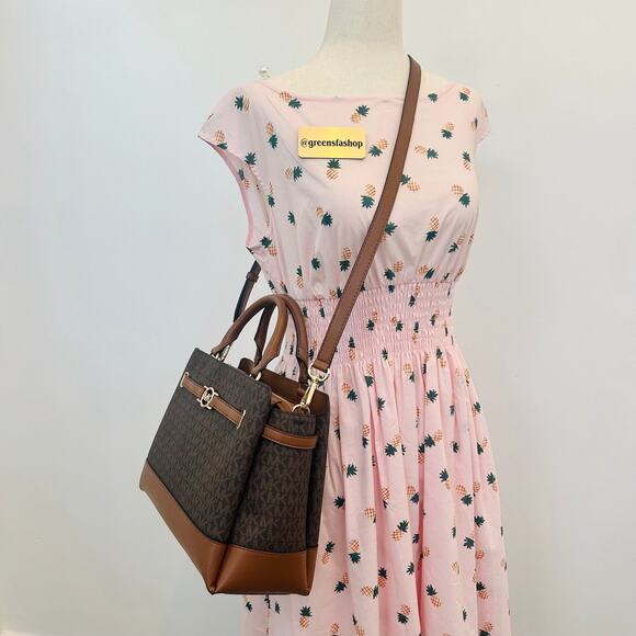 Michael Kors Purse & Wallet Reed Large Logo Belted Satchel Brown MK - Picture 12 of 12